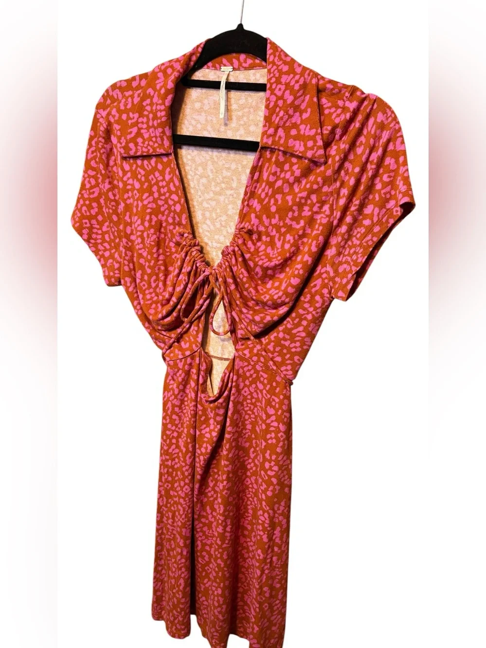 Free People Marsaille Mini Dress Rust Pink Cutout Ruched Size Large